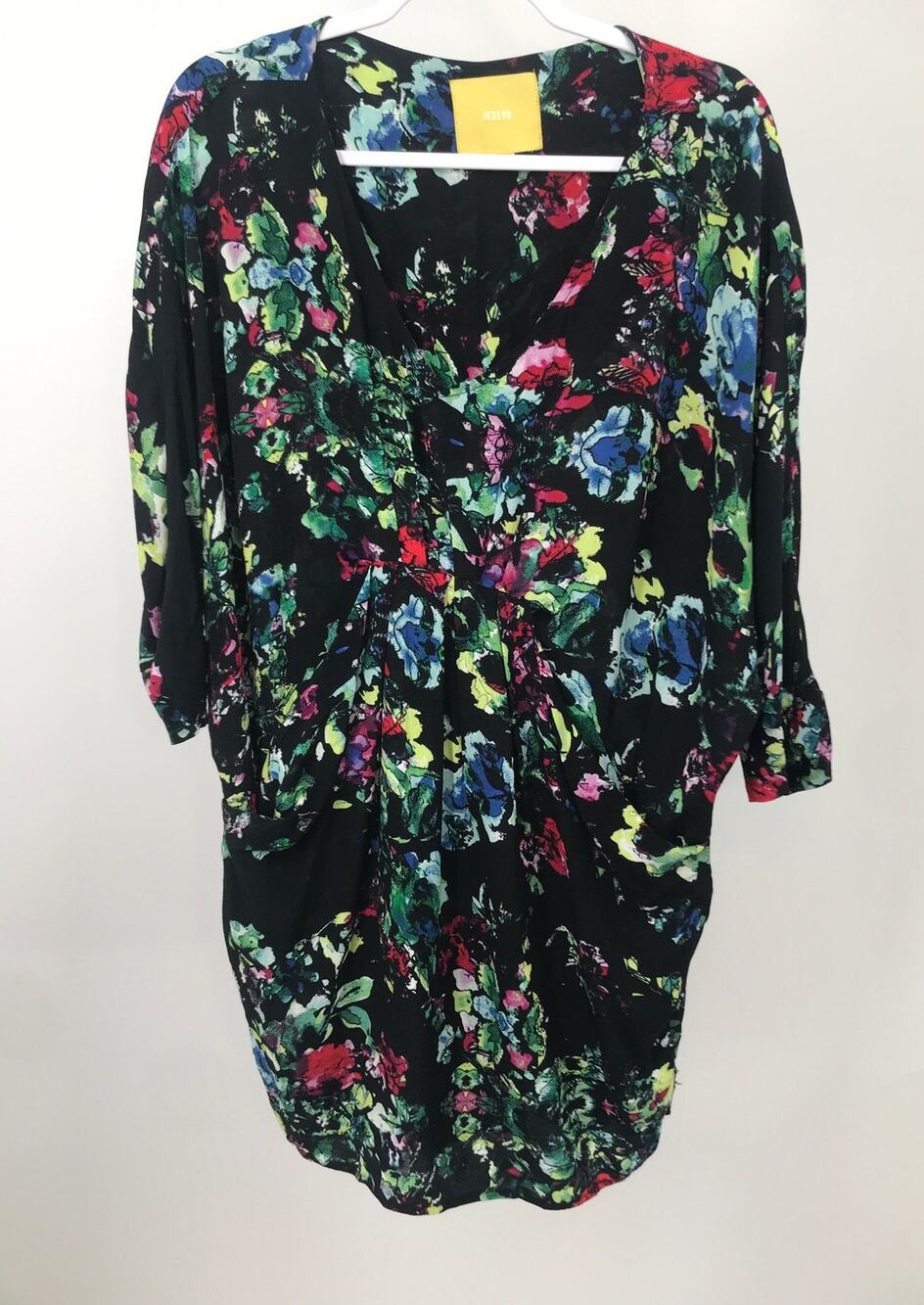 Maeve Anthropologie Petal Palette Floral Dolman Sleeve Mini Shift Dress Size S